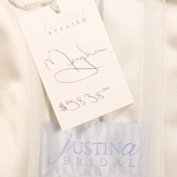 JUSTINA ATELIER Wedding Dress Strapless Silk Bridal Gown Meaghan Ivory Pink 8 - Picture 8 of 11